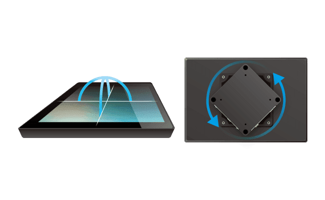 Rotation mechanism on the monitor body. Flexible mounting direction